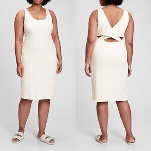 GAP Ribbed Stretch Cross Back Midi Dress